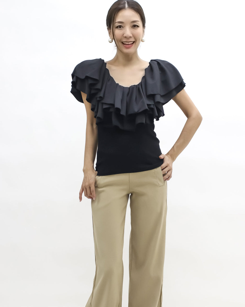 black ruffles chain back vest *pre-order*