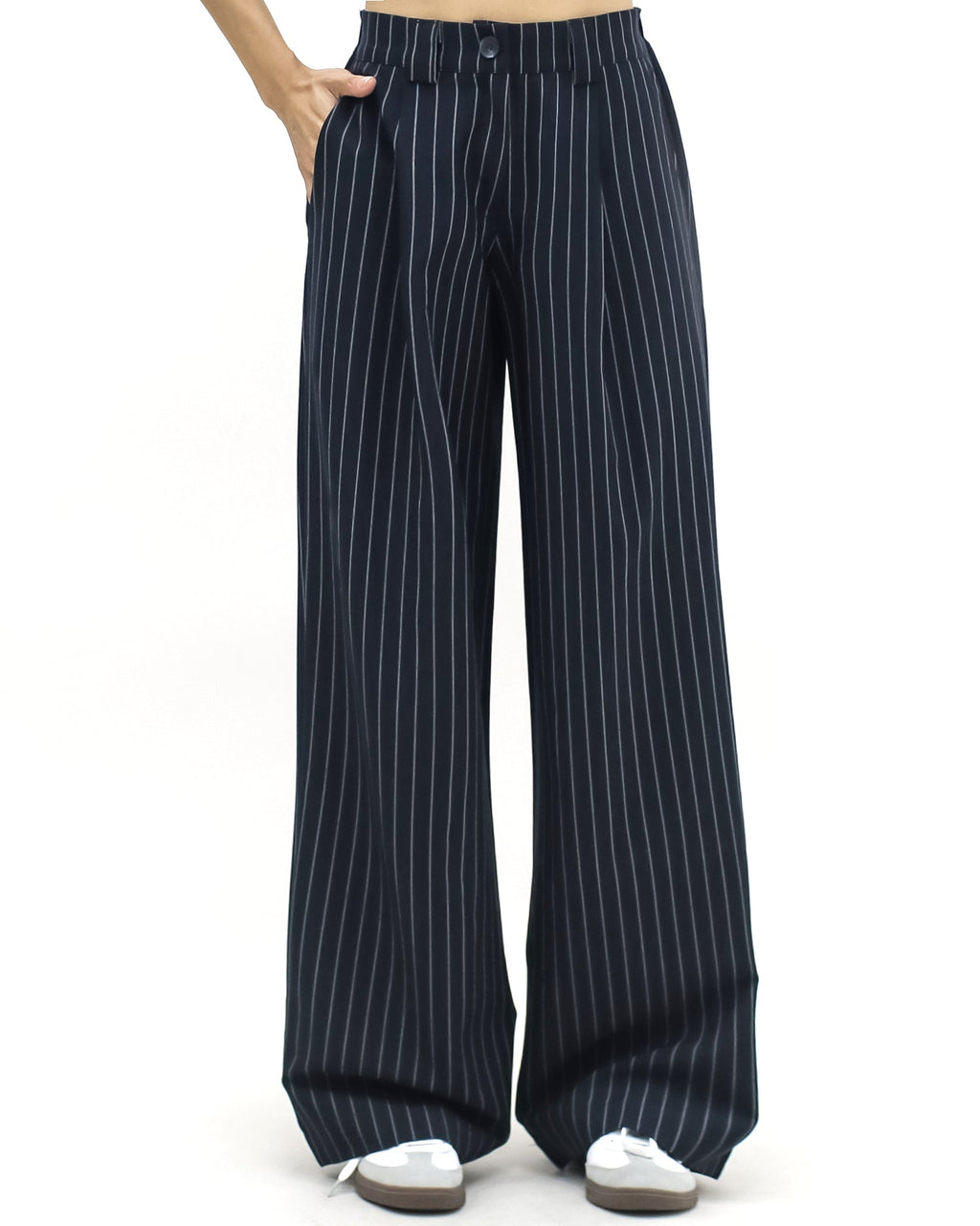 navy & ivory stripes straight leg pants *pre-order*