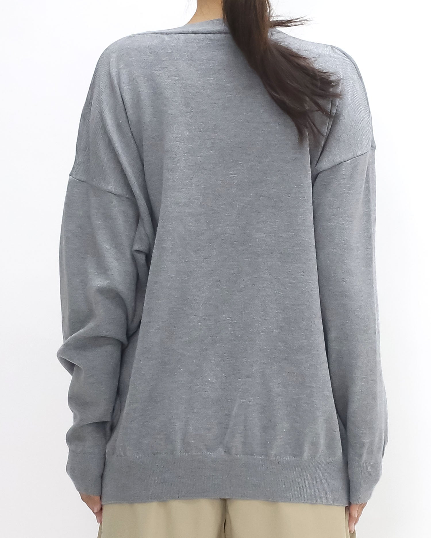 grey one shoulder knitted vest w/ cardigan set *pre-order*