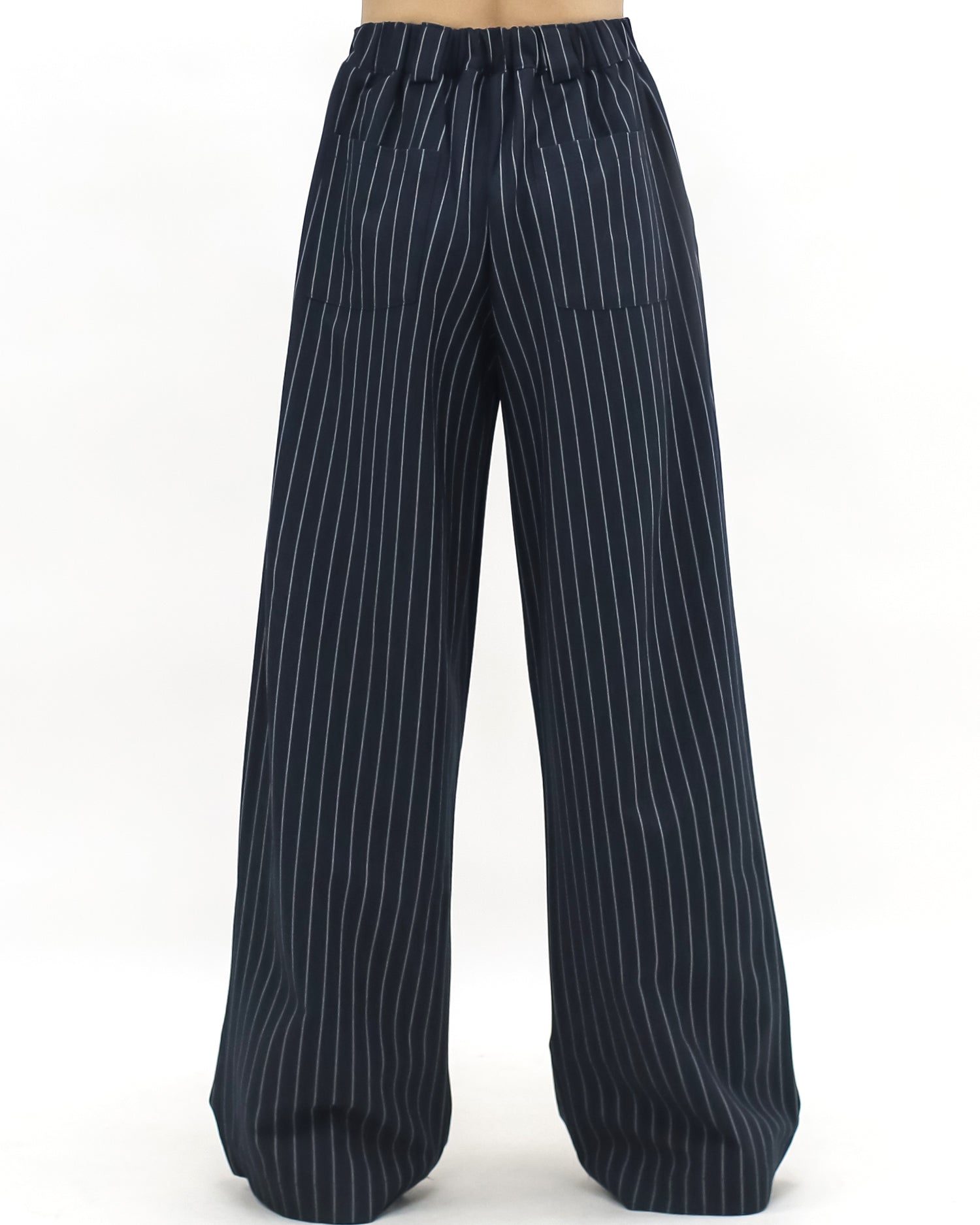 navy & ivory stripes straight leg pants *pre-order*