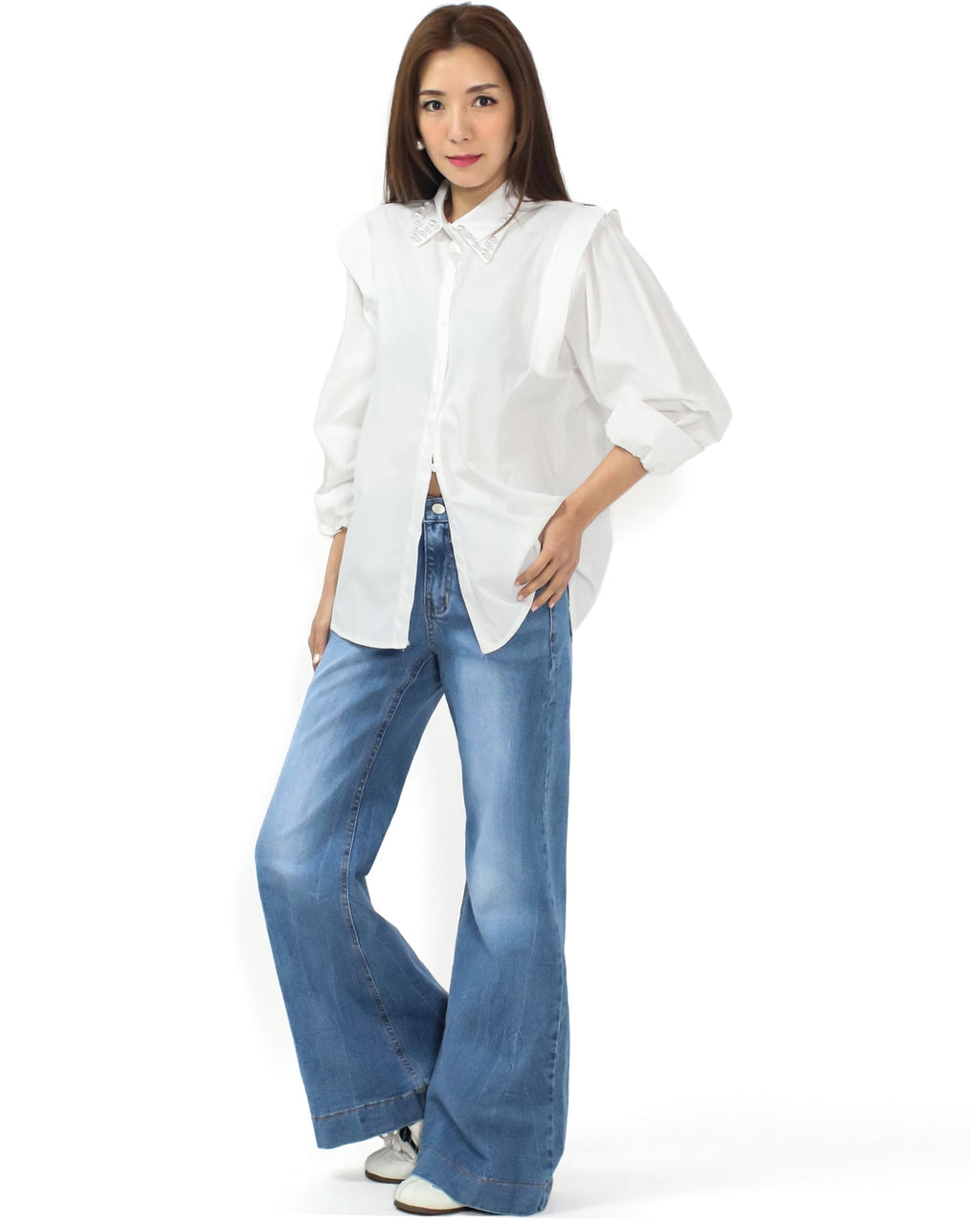 ivory pearls collar shirt *pre-order*