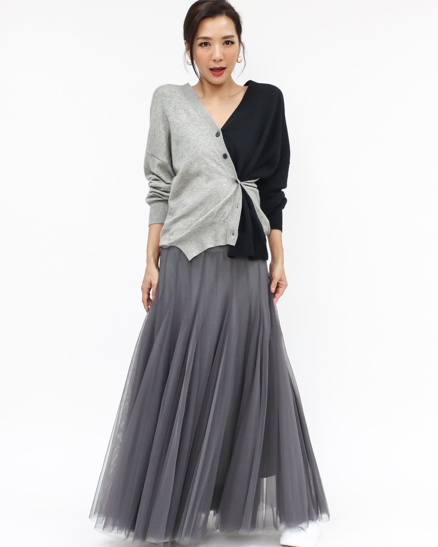 grey longline mesh skirt *pre-order*