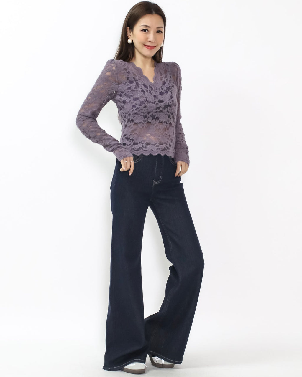 purple lace knitted top *pre-order*