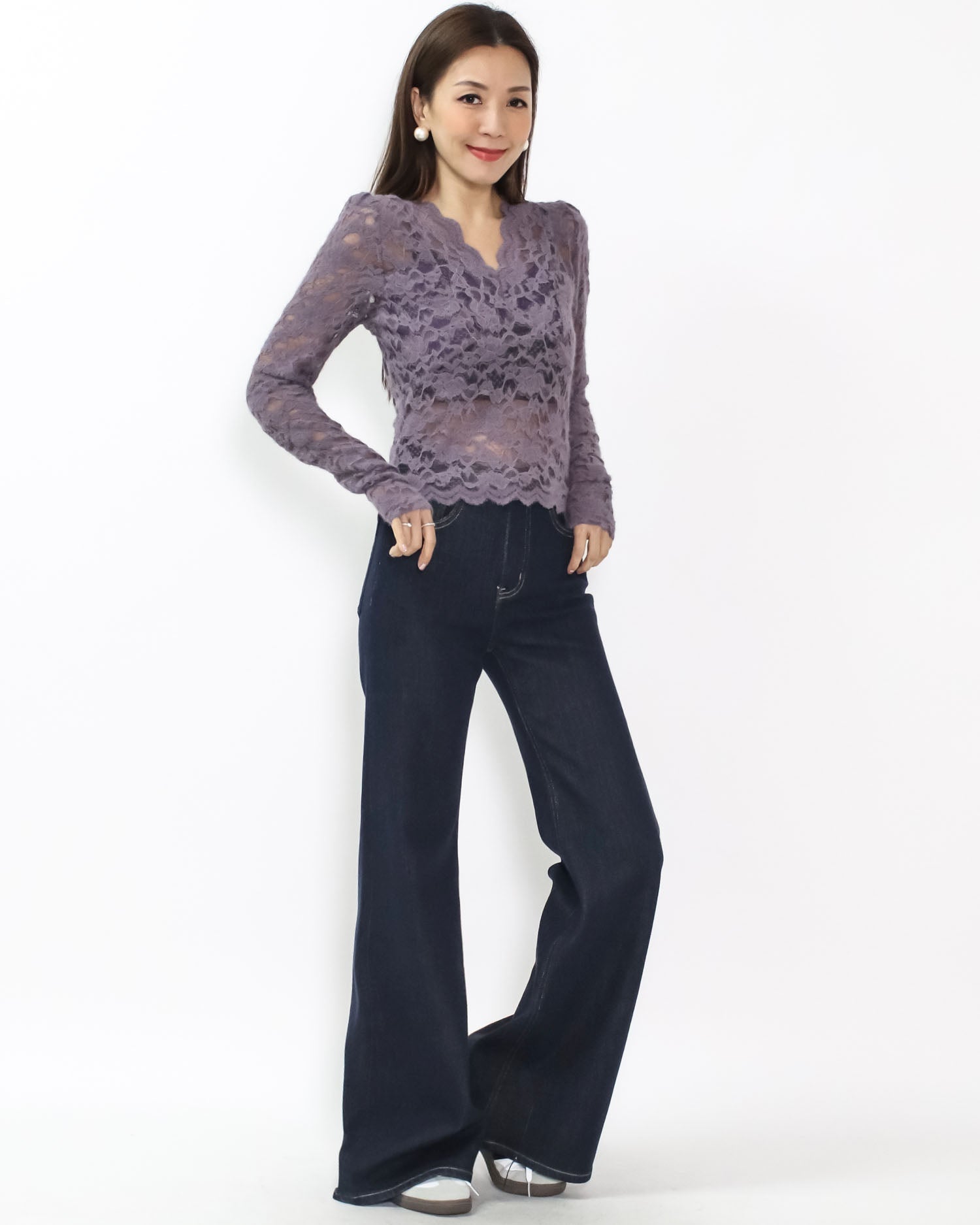 purple lace knitted top *pre-order*