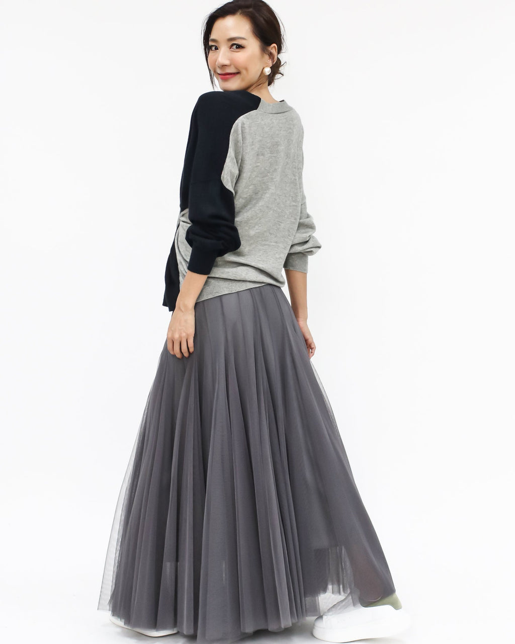 grey longline mesh skirt *pre-order*