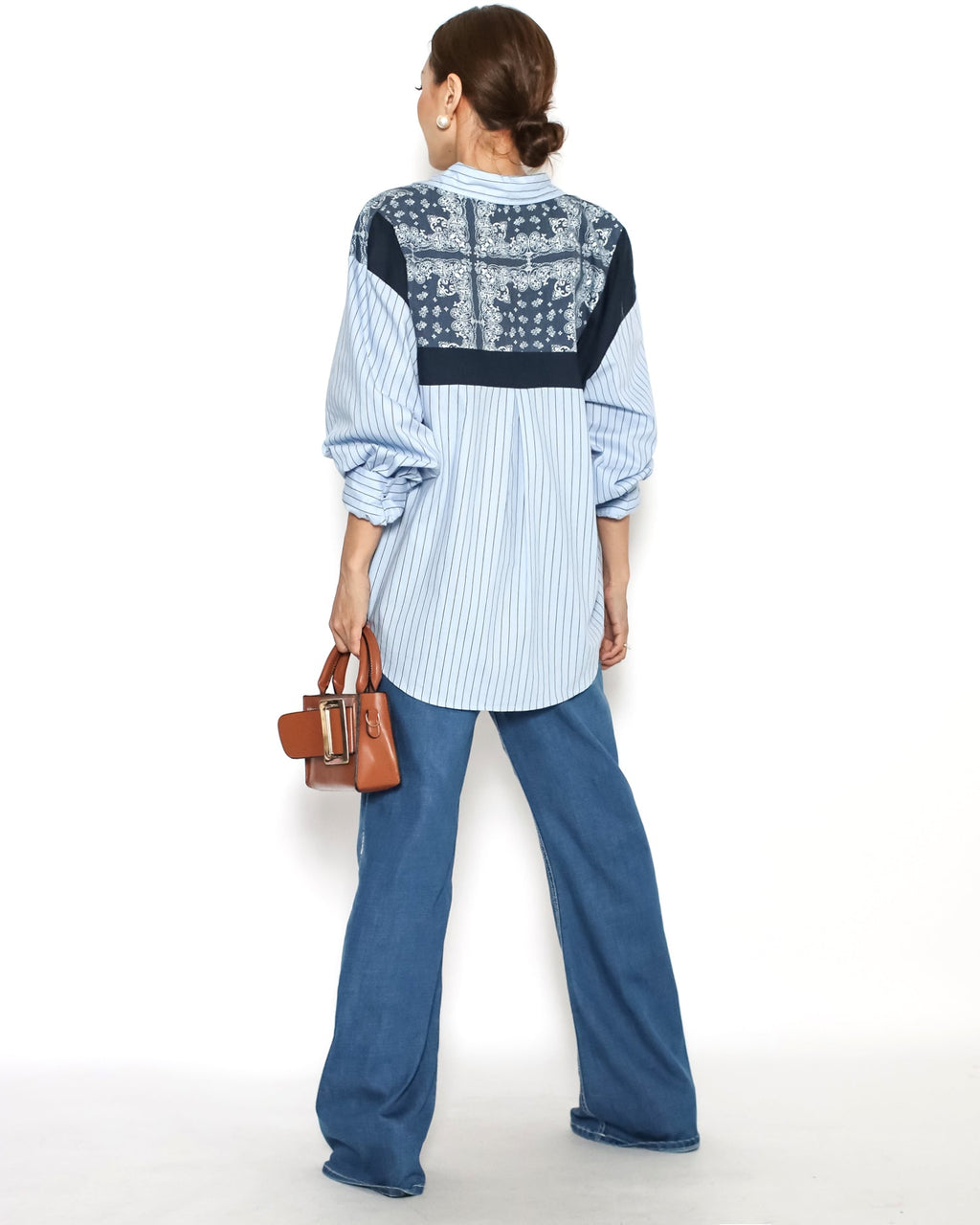 blue stripes shirt w/ banana printed *pre-order*