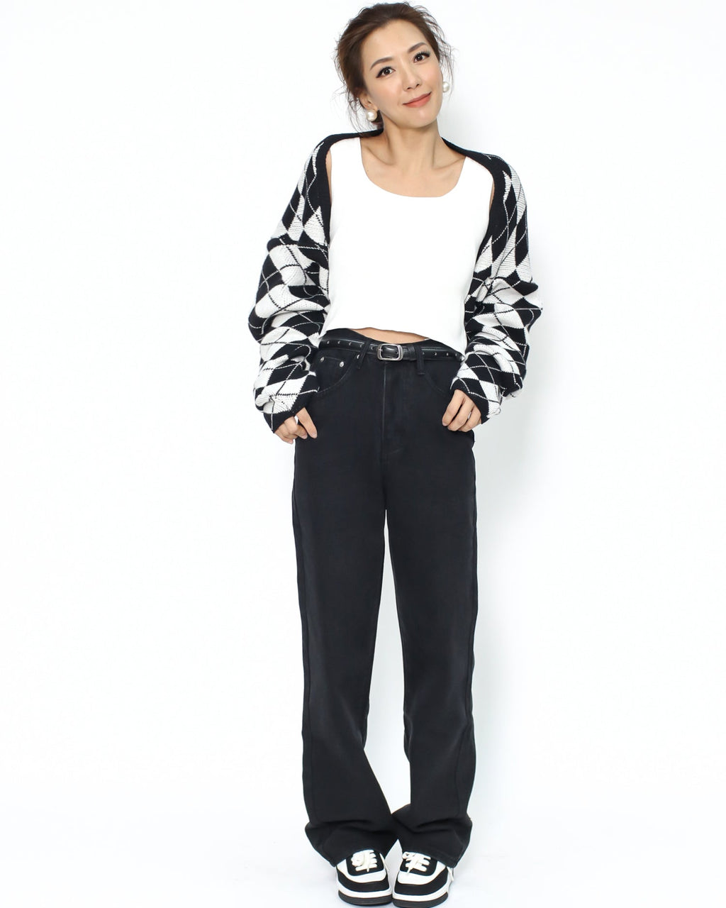 washed black straight legs jeans S / M