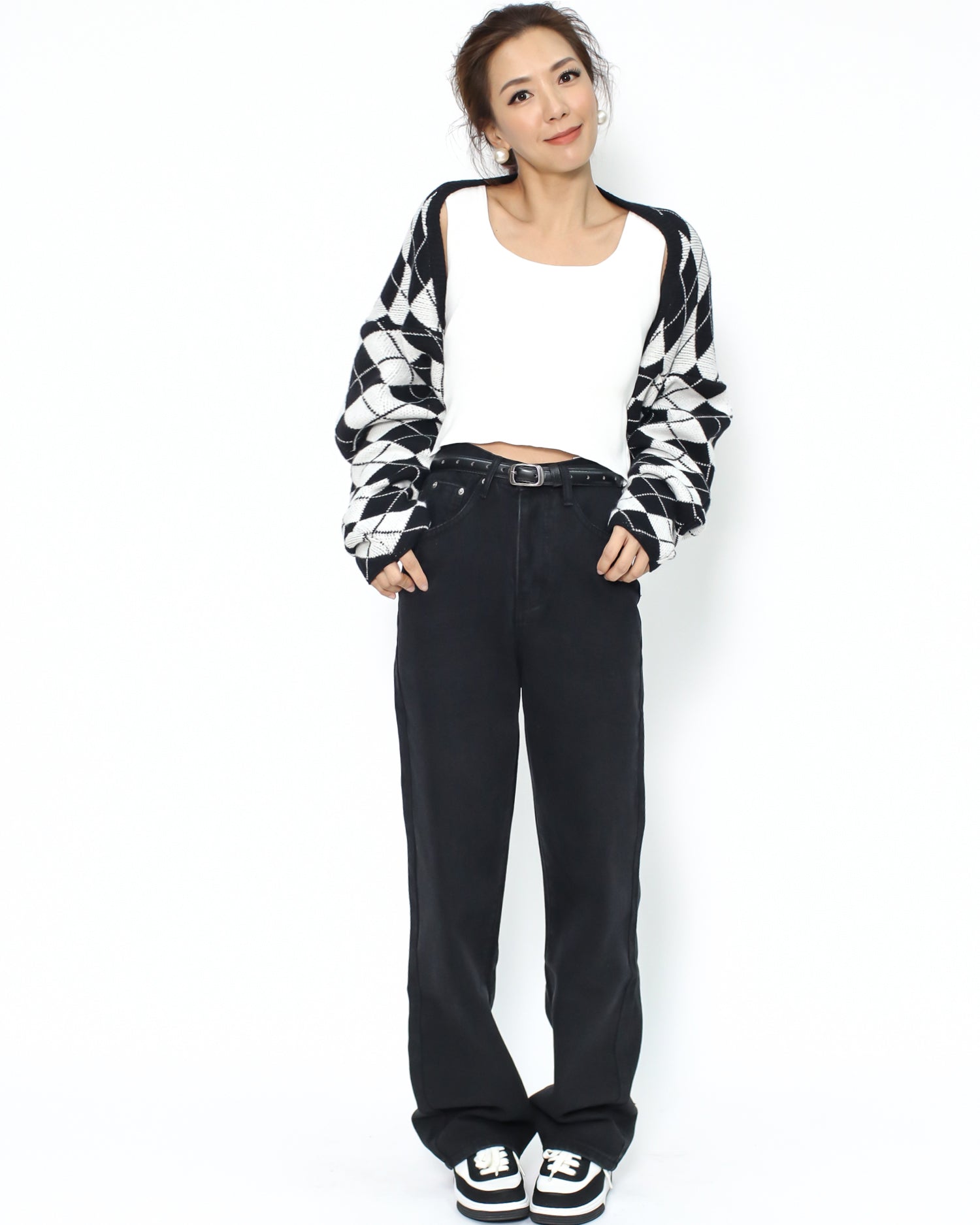 washed black straight legs jeans S / M