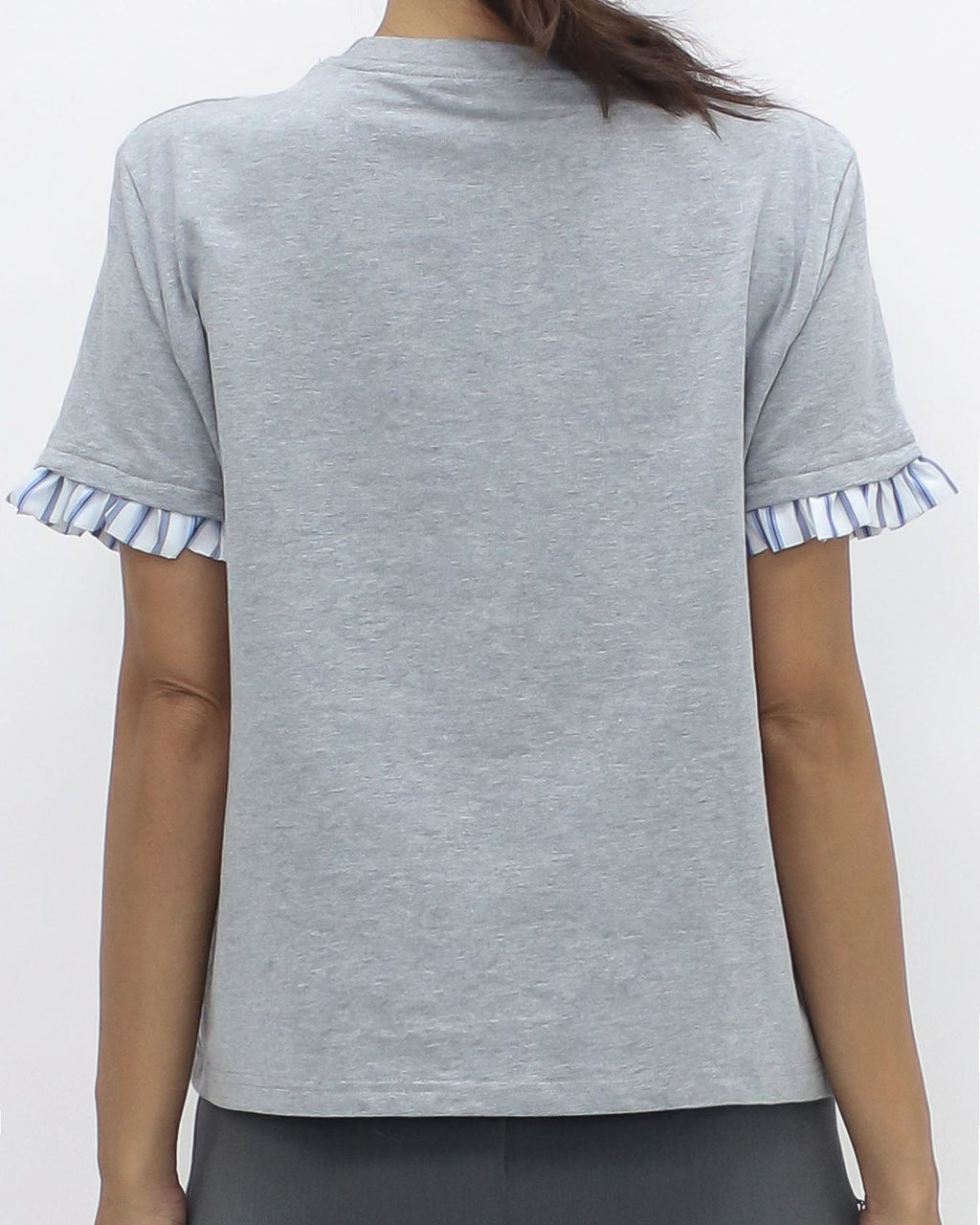 grey w/ blue stripes shirt hem tee *pre-order*