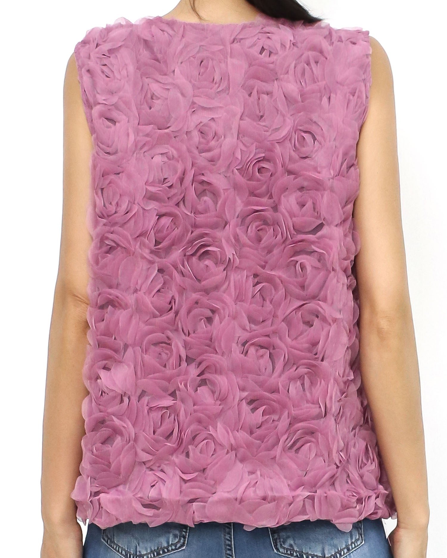 dark pink mesh flowers vest *pre-order*