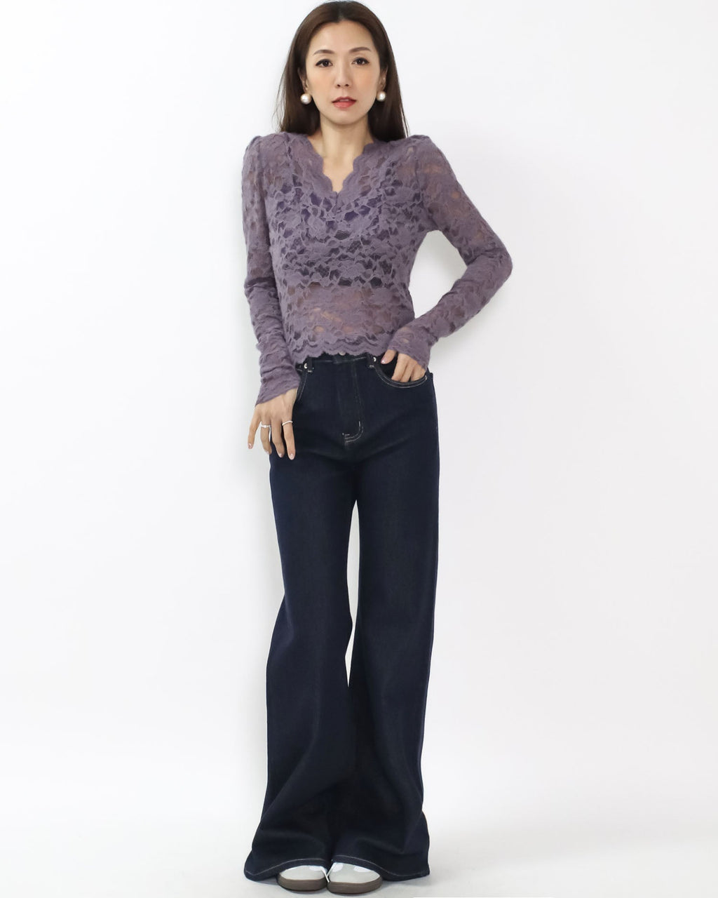 purple lace knitted top *pre-order*
