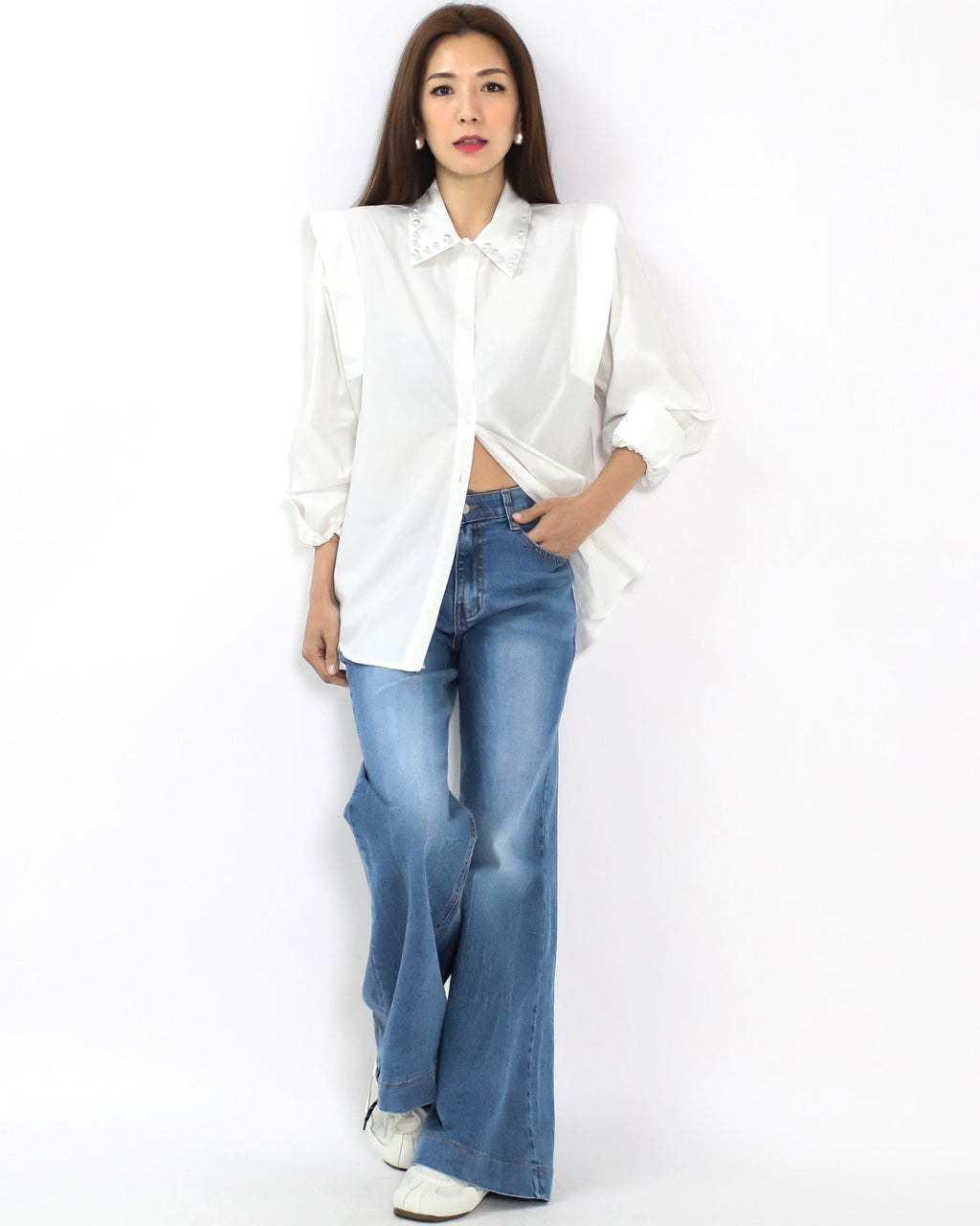 ivory pearls collar shirt *pre-order*