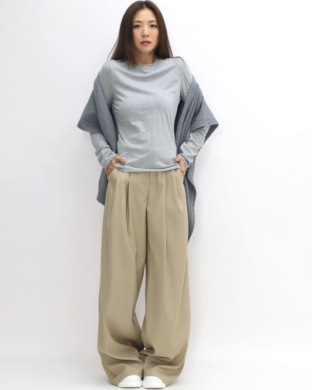 grey cotton long sleeves basic top *pre-order*