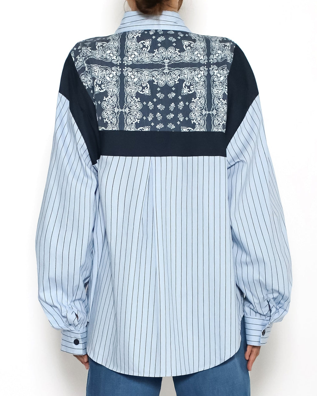 blue stripes shirt w/ banana printed *pre-order*