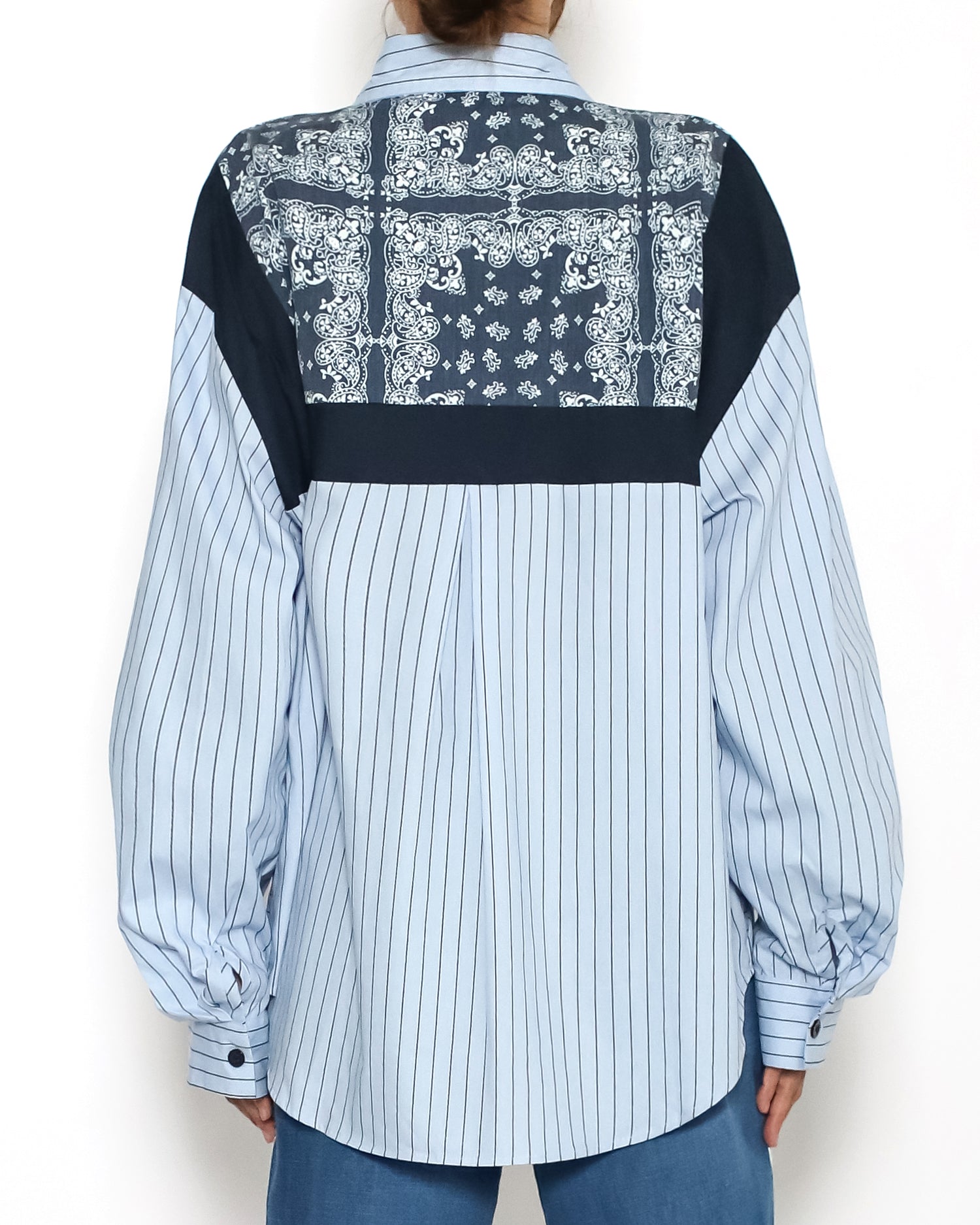 blue stripes shirt w/ banana printed *pre-order*