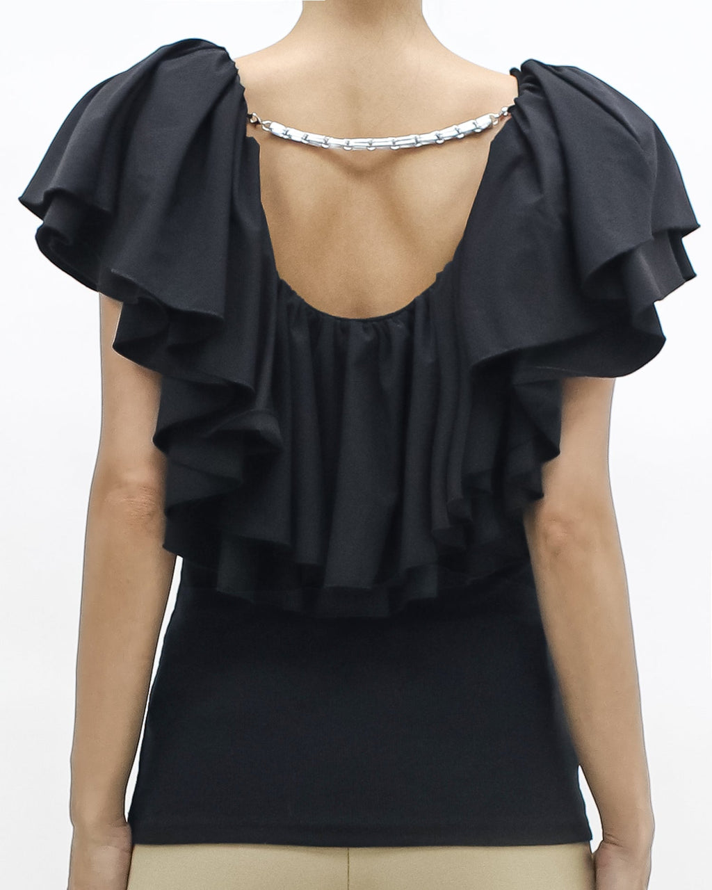 black ruffles chain back vest *pre-order*