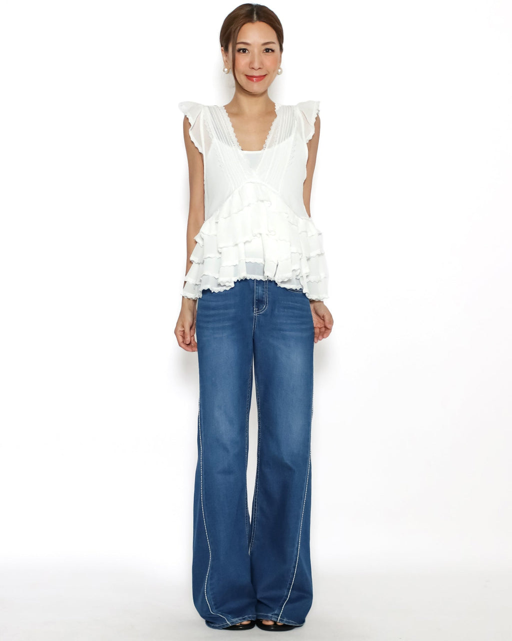 ivory chiffon ruffles hem vest *pre-order*