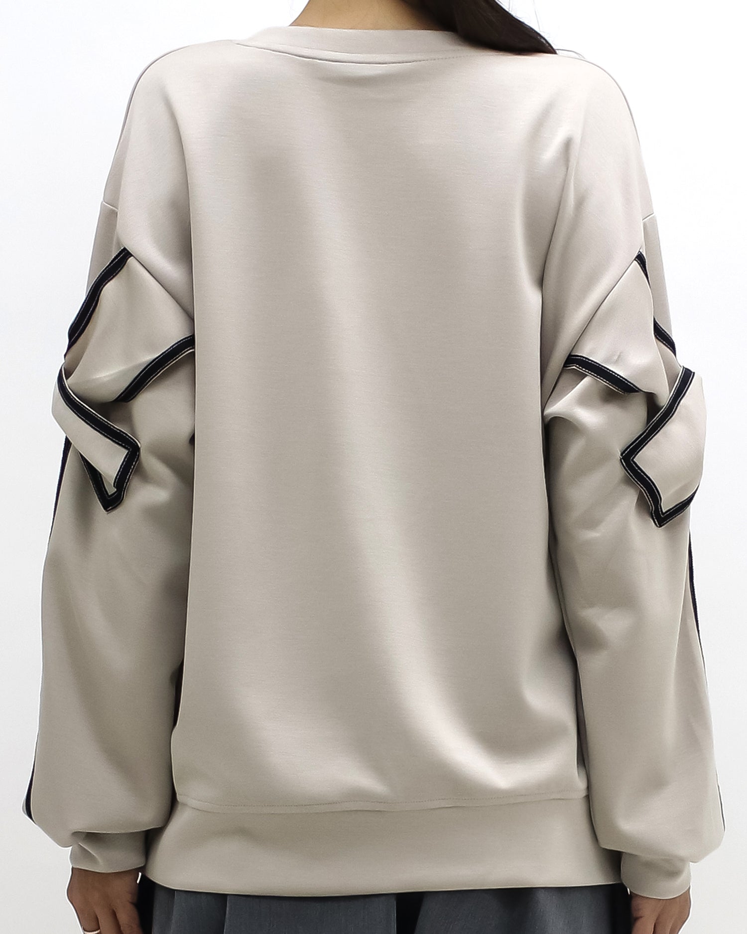 beige bows sleeve soft neoprene sweatshirt *pre-order*