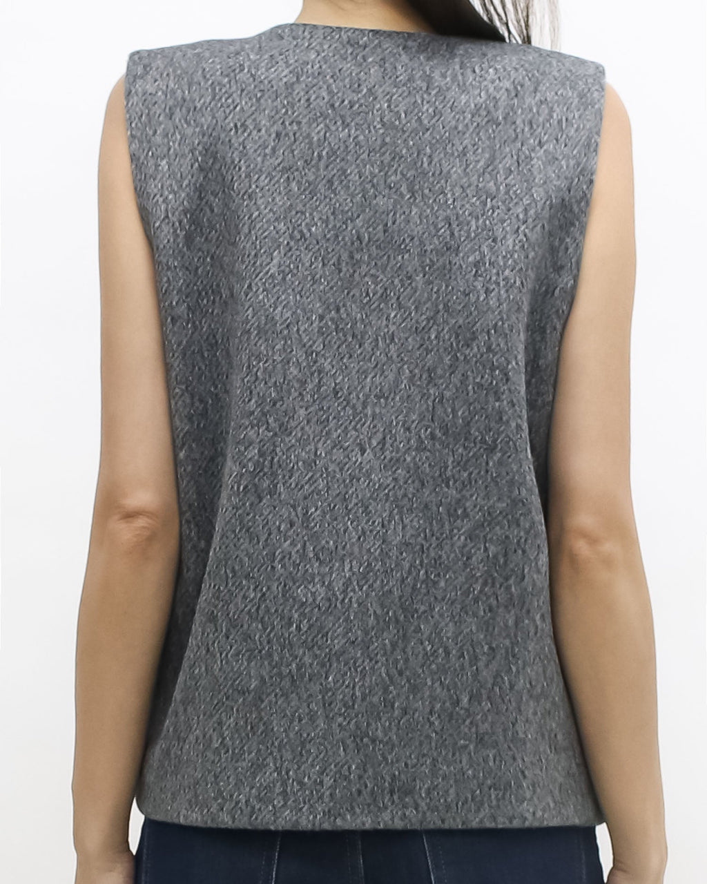 grey wool blended asymmetric vest jacket
