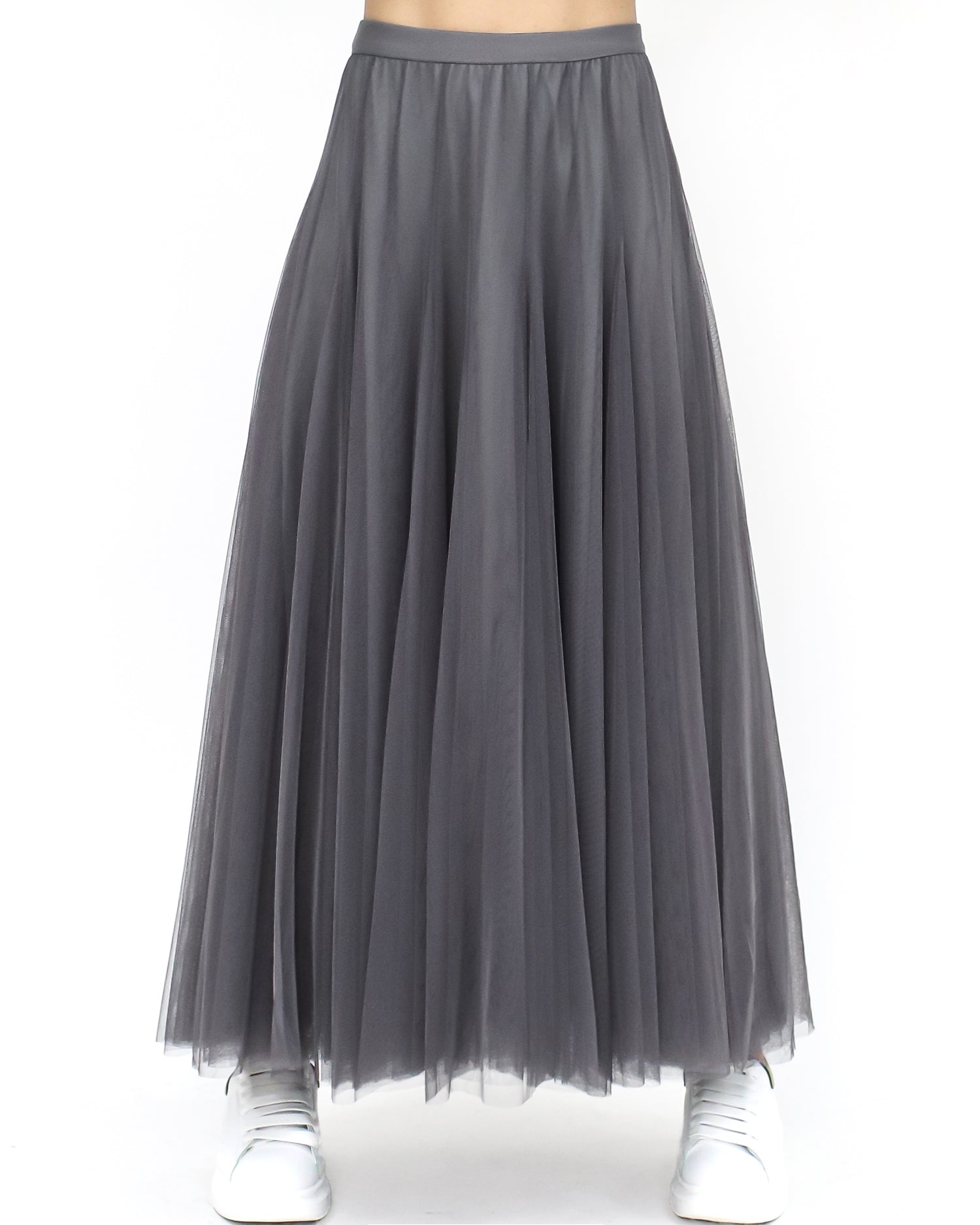 grey longline mesh skirt *pre-order*