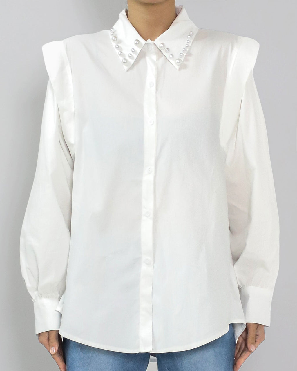 ivory pearls collar shirt *pre-order*