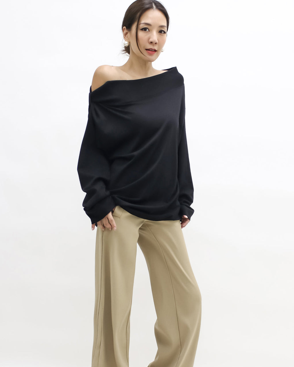 black off shoulder sweatshirt