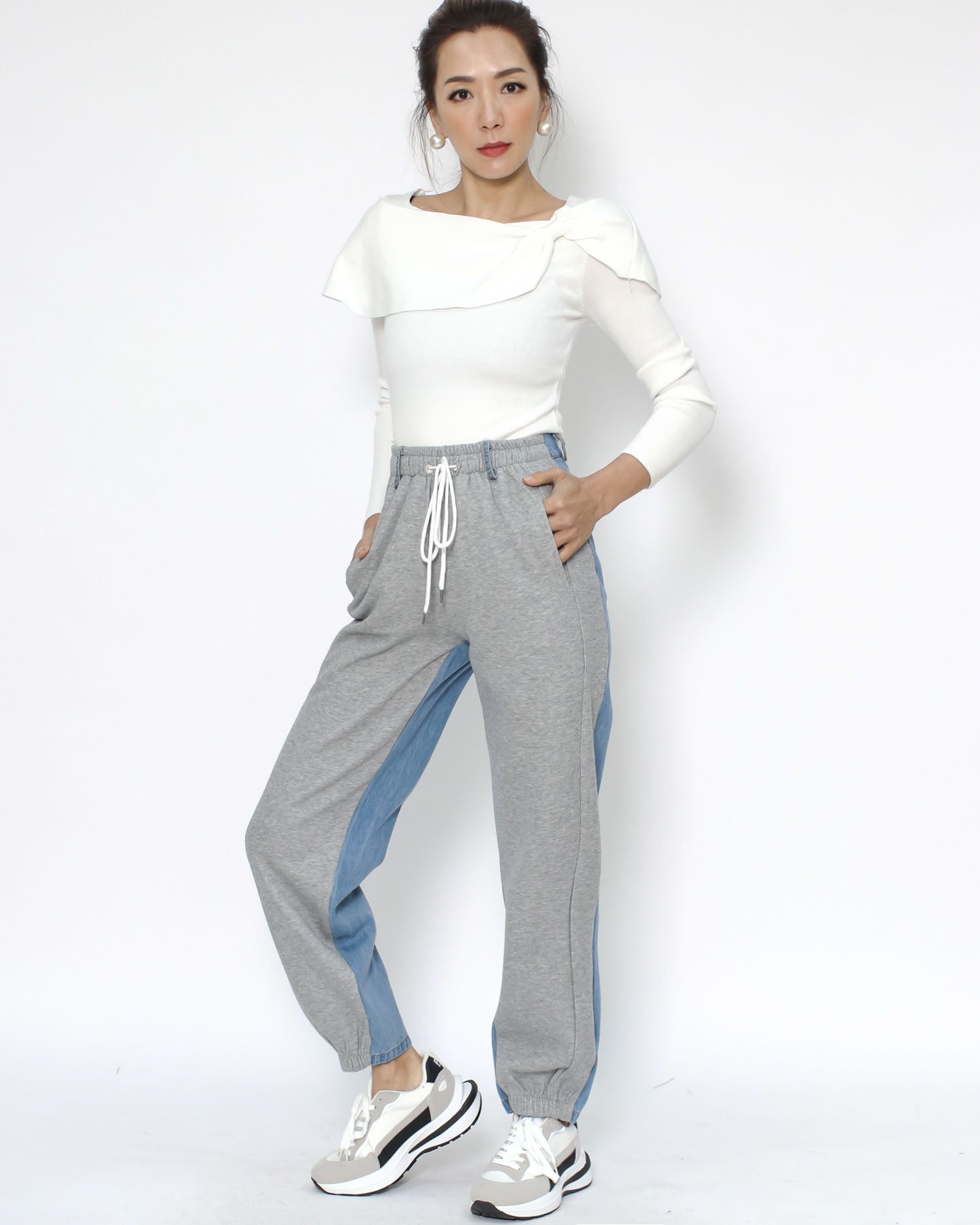 ivory grey & black sneakers *pre-order*