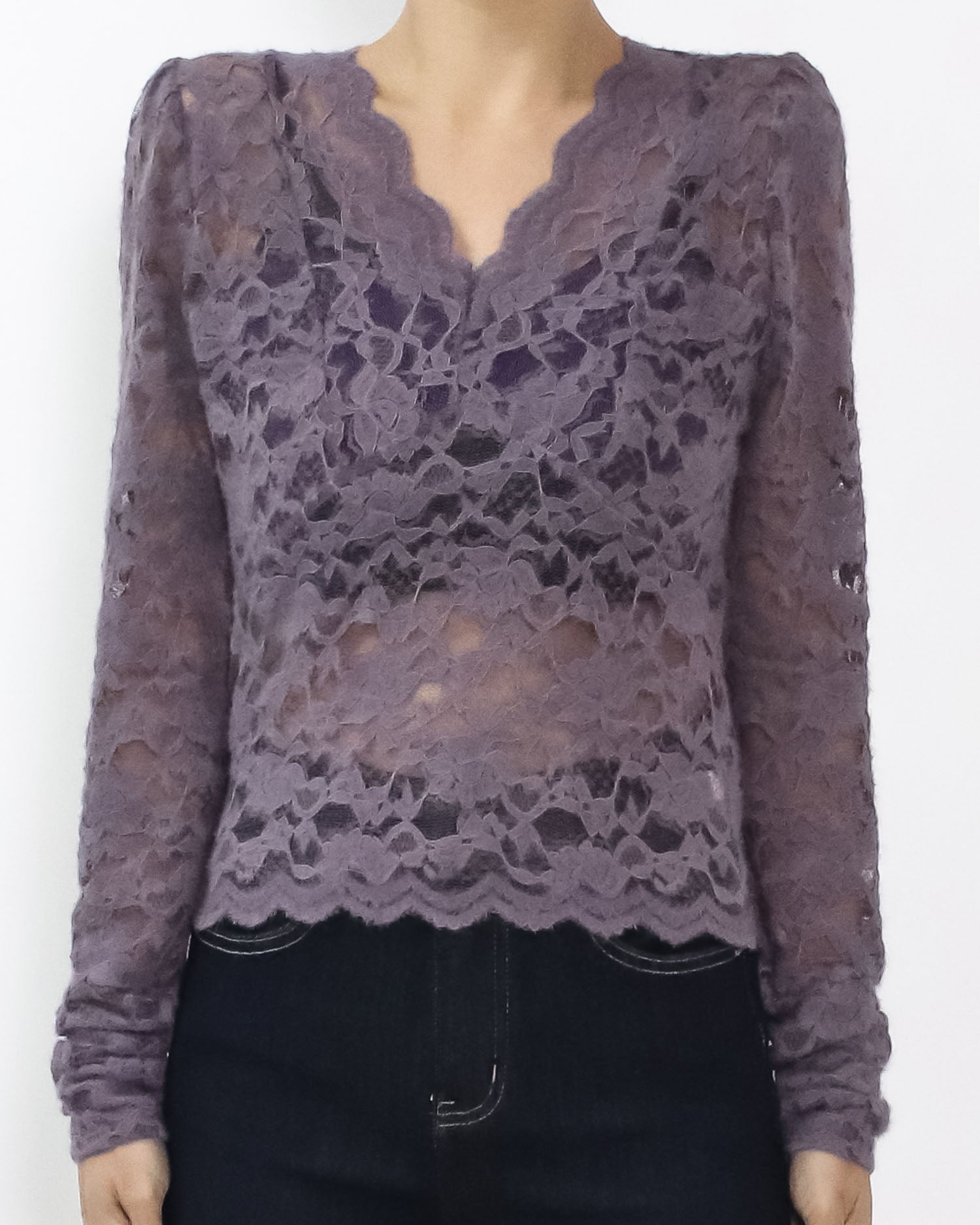 purple lace knitted top *pre-order*