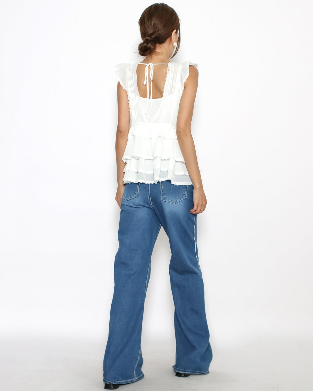 ivory chiffon ruffles hem vest *pre-order*