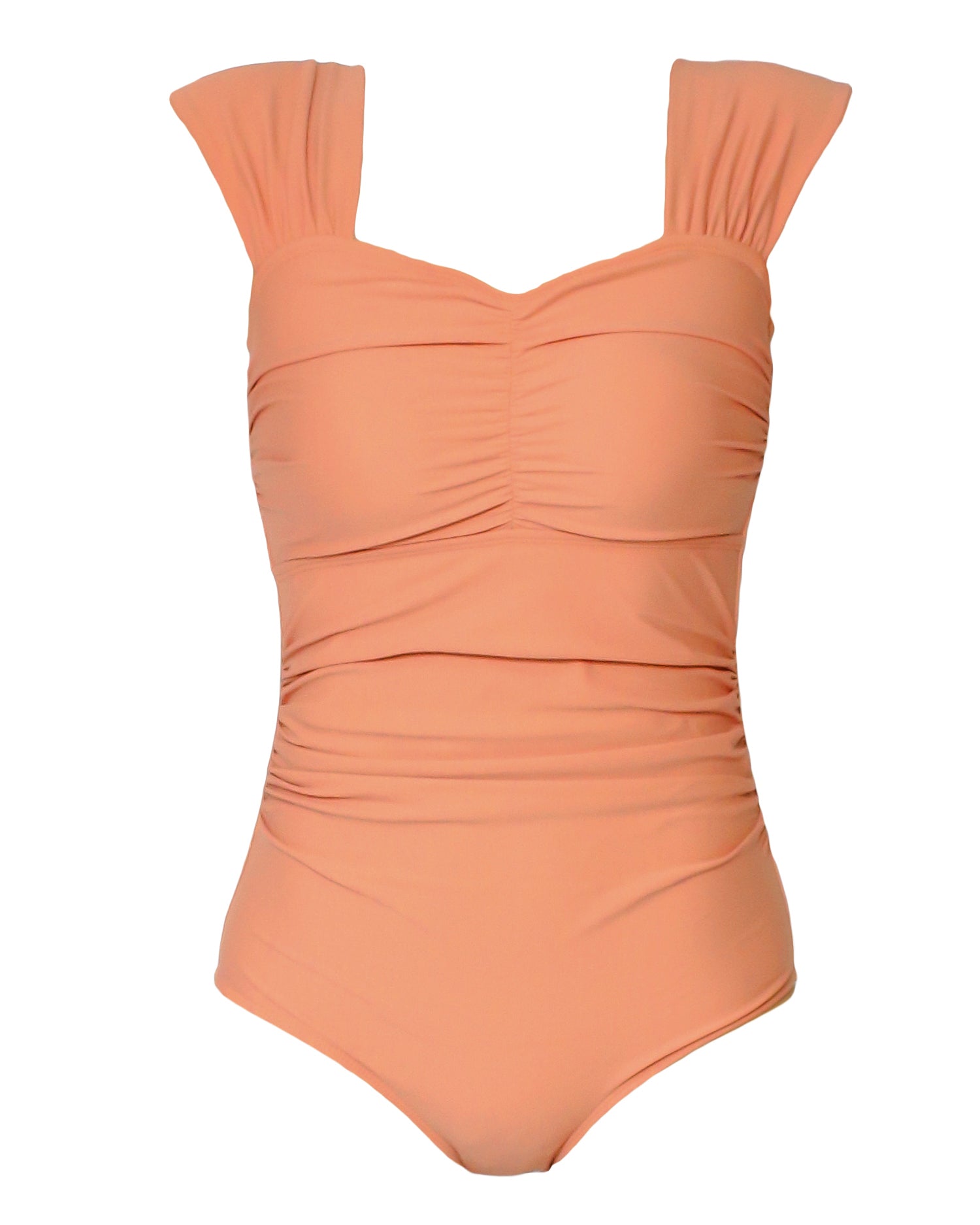 salmon ruched one piece swimsuit *pre-order*