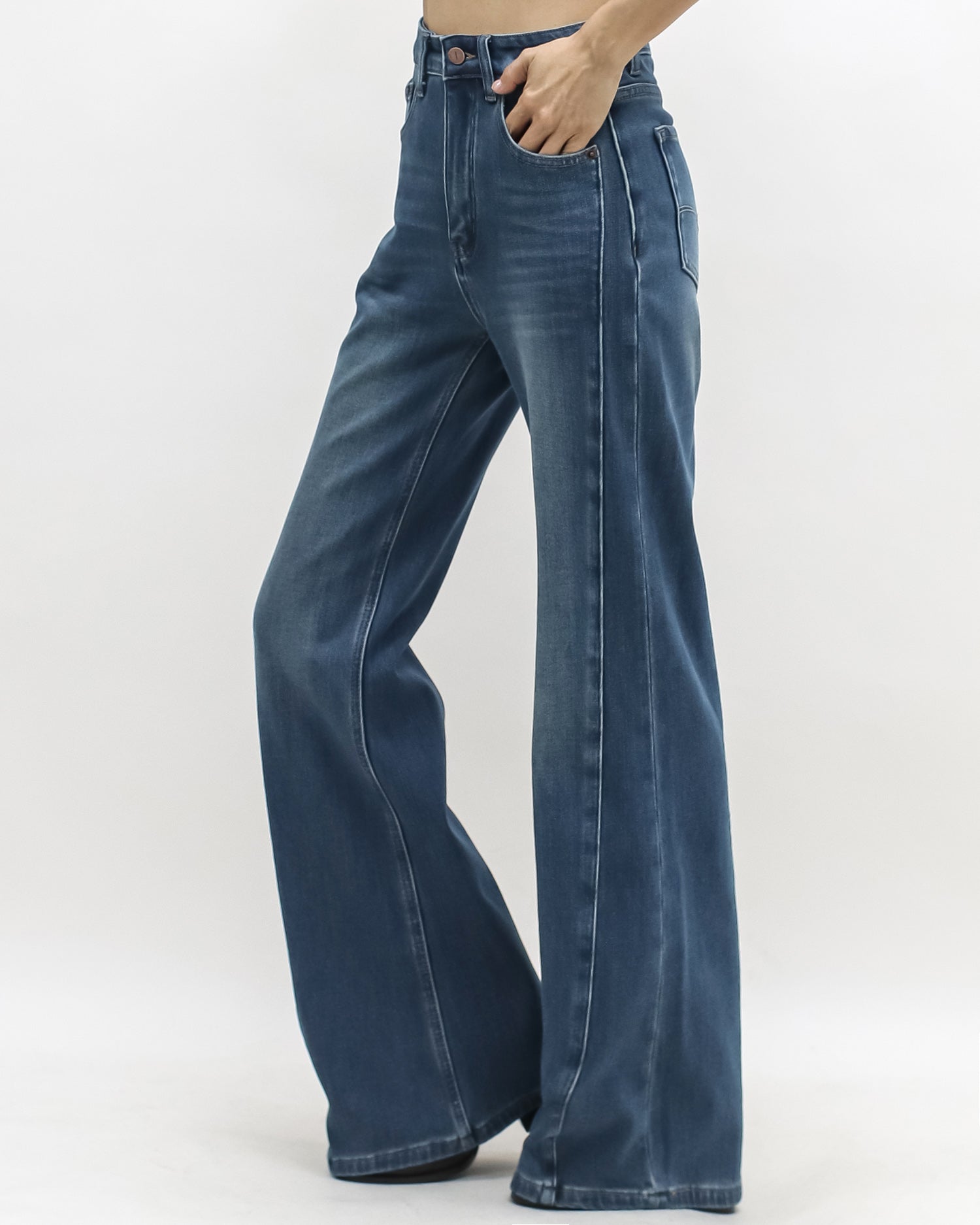 washed blue panel side denim jeans *pre-order*