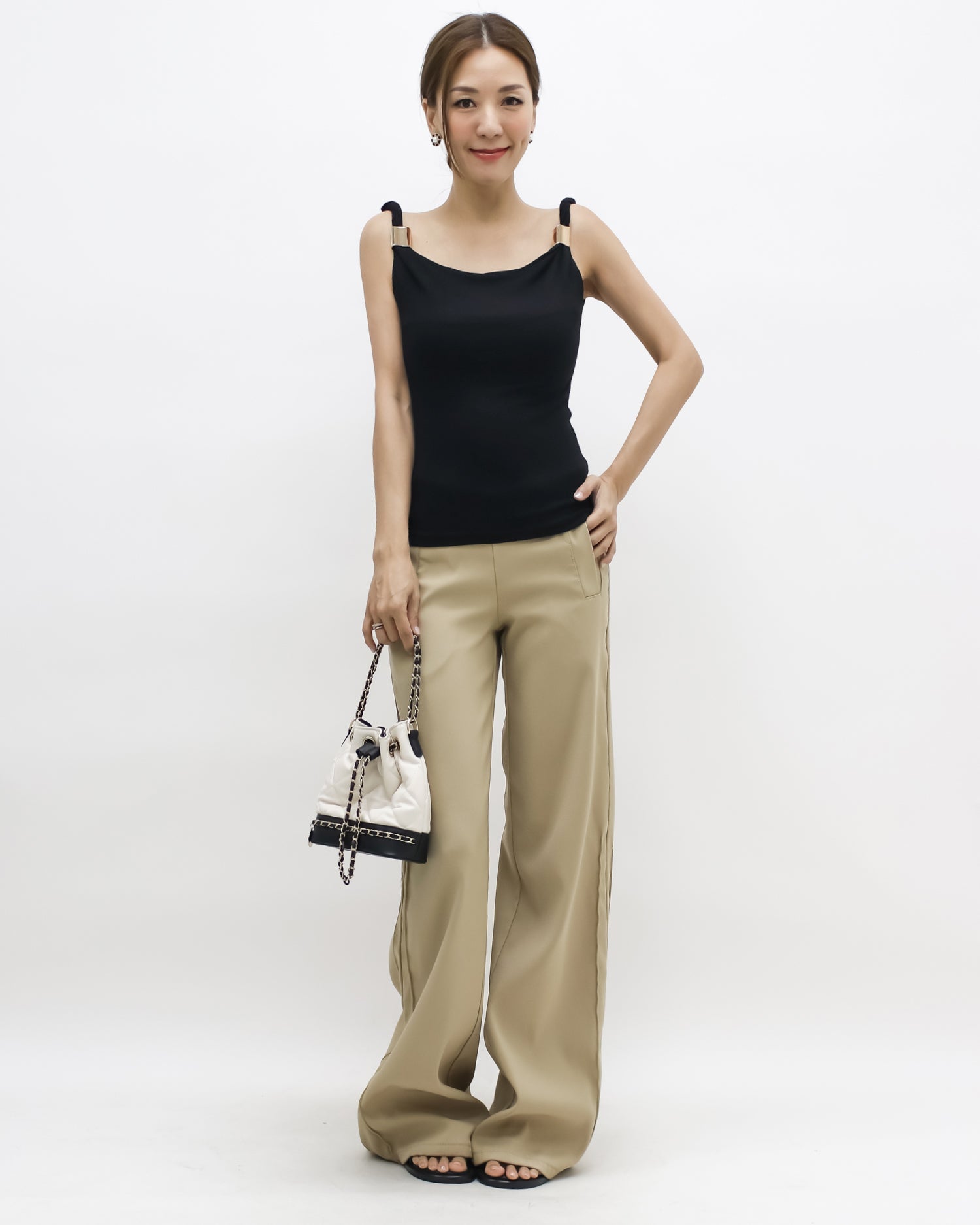 black twisted strap w/ gold buckle vest *pre-order*