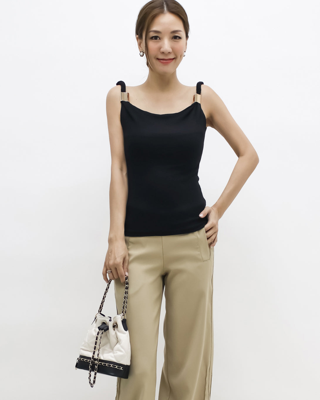 black twisted strap w/ gold buckle vest *pre-order*