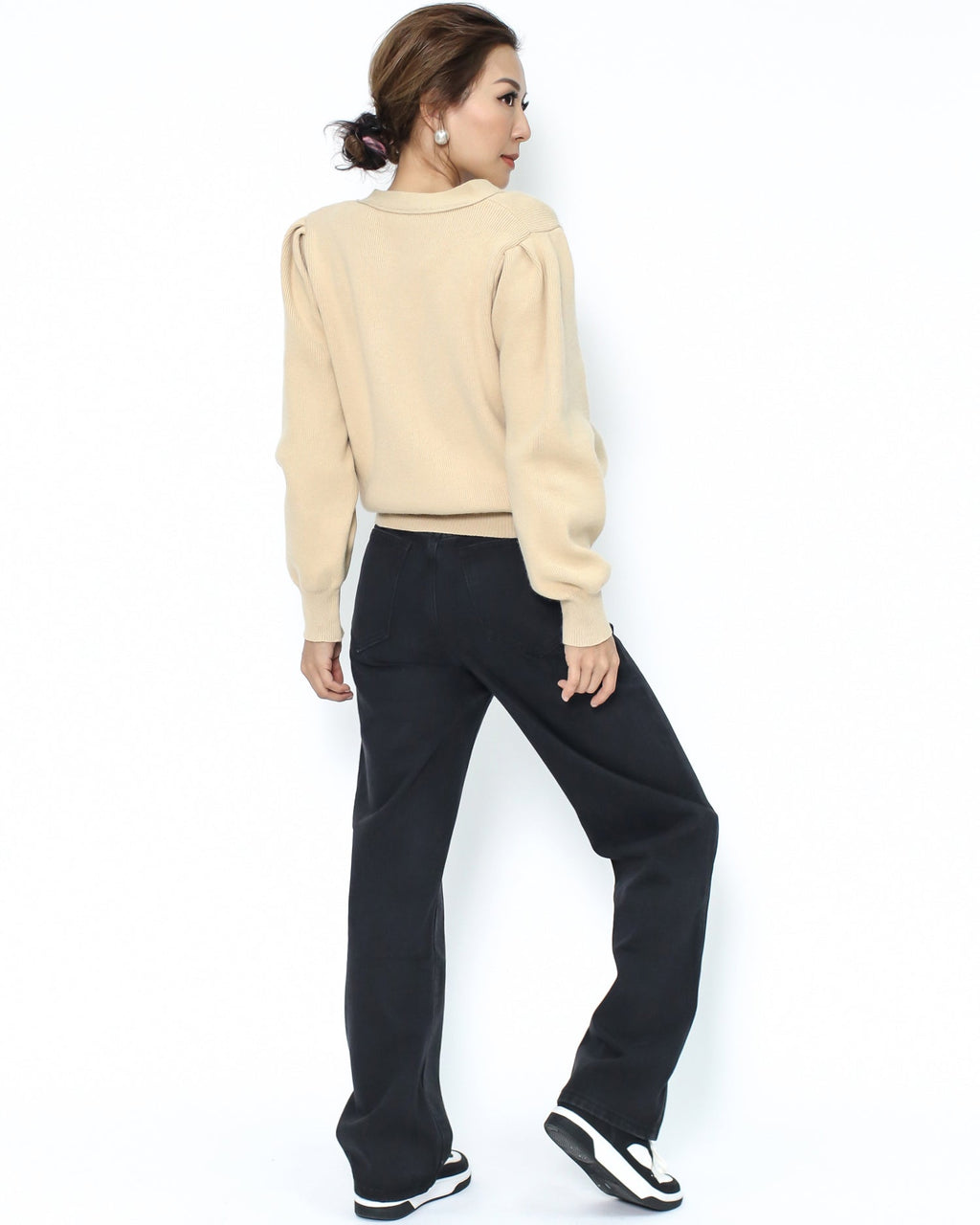 washed black straight legs jeans S / M