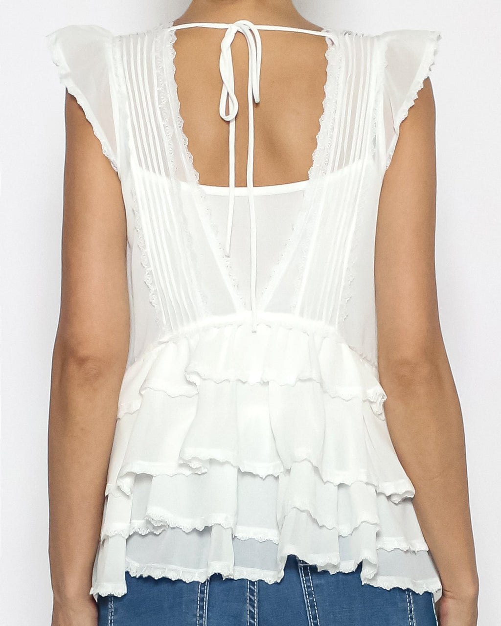 ivory chiffon ruffles hem vest *pre-order*