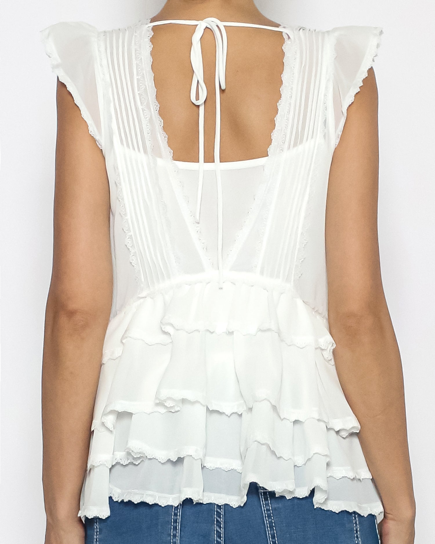 ivory chiffon ruffles hem vest *pre-order*