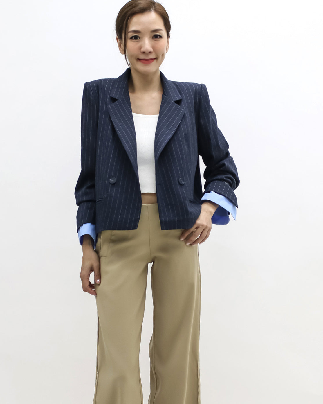 navy stripes w/ blue shirt cuffs blazer *pre-order*