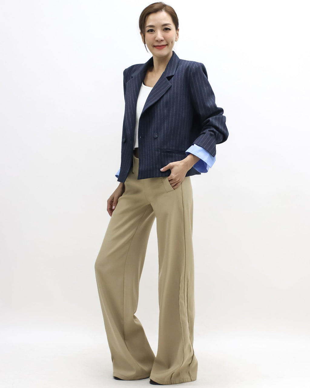 navy stripes w/ blue shirt cuffs blazer *pre-order*