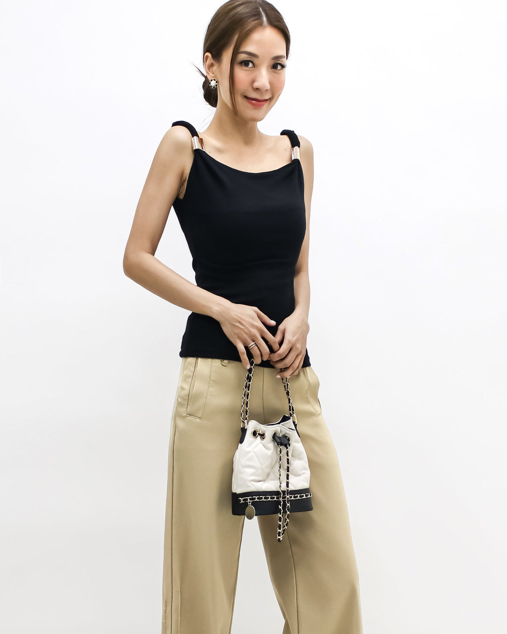 black twisted strap w/ gold buckle vest *pre-order*