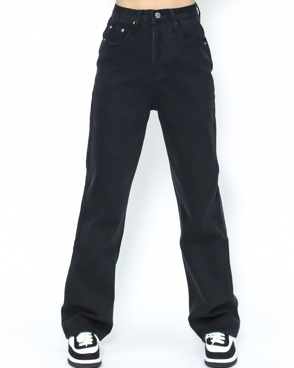 washed black straight legs jeans S / M