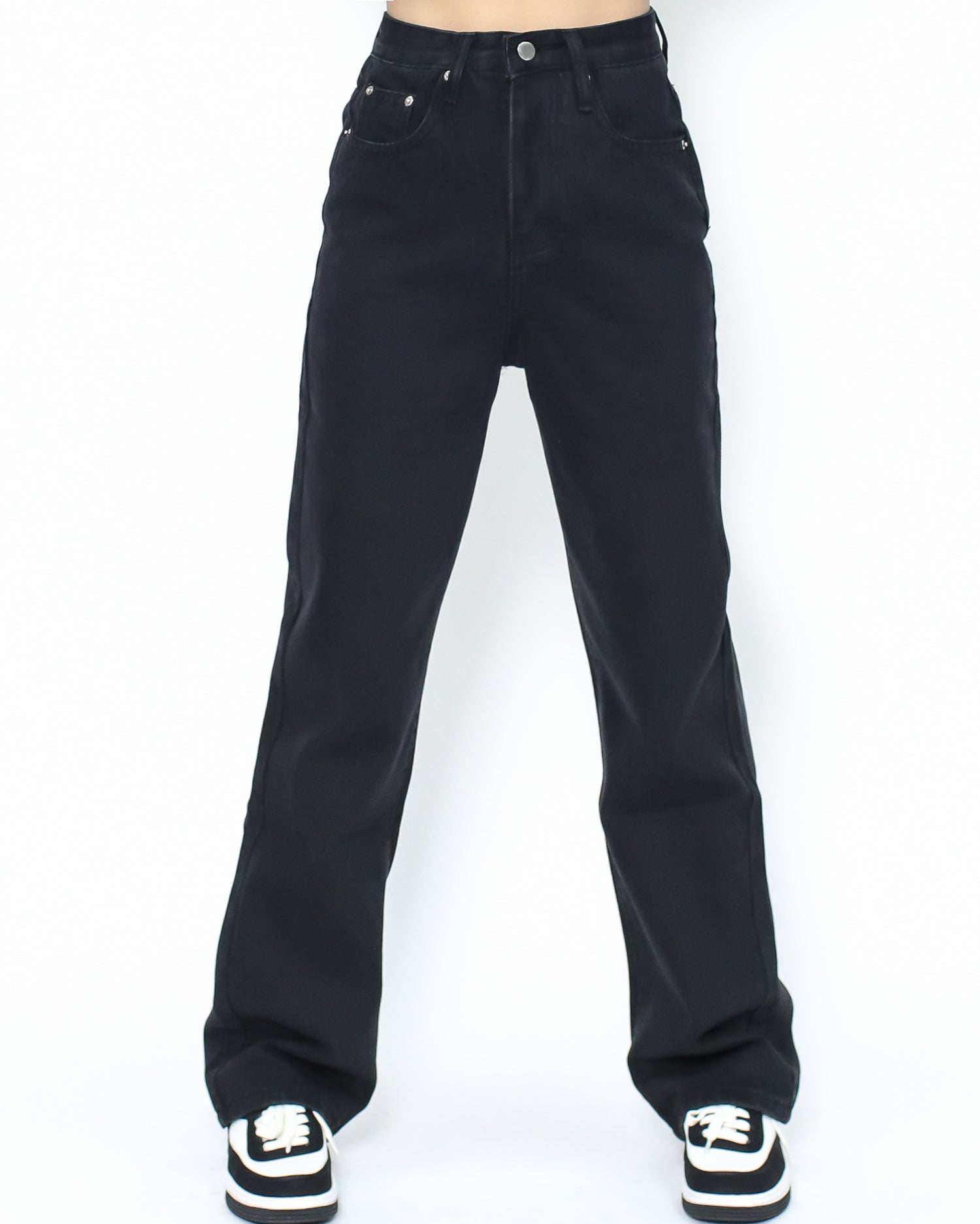 washed black straight legs jeans S / M