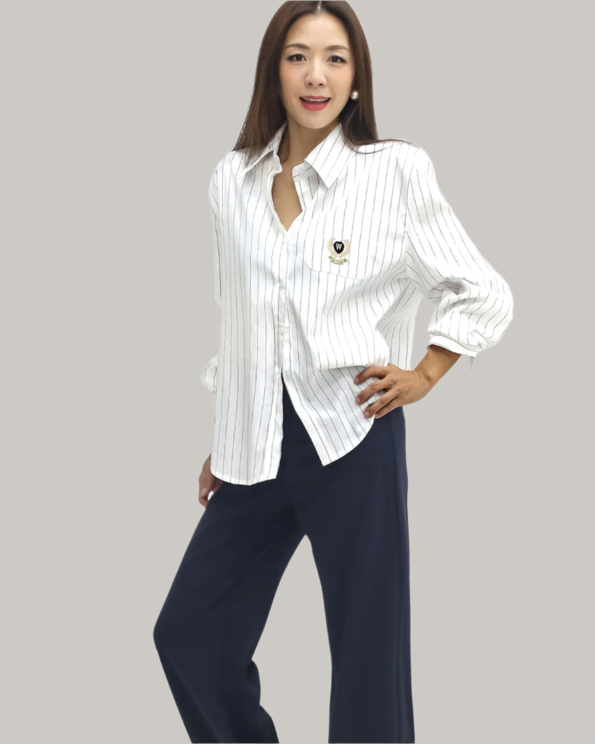 ivory stripes w/ stitched pocket shirt *pre-order*