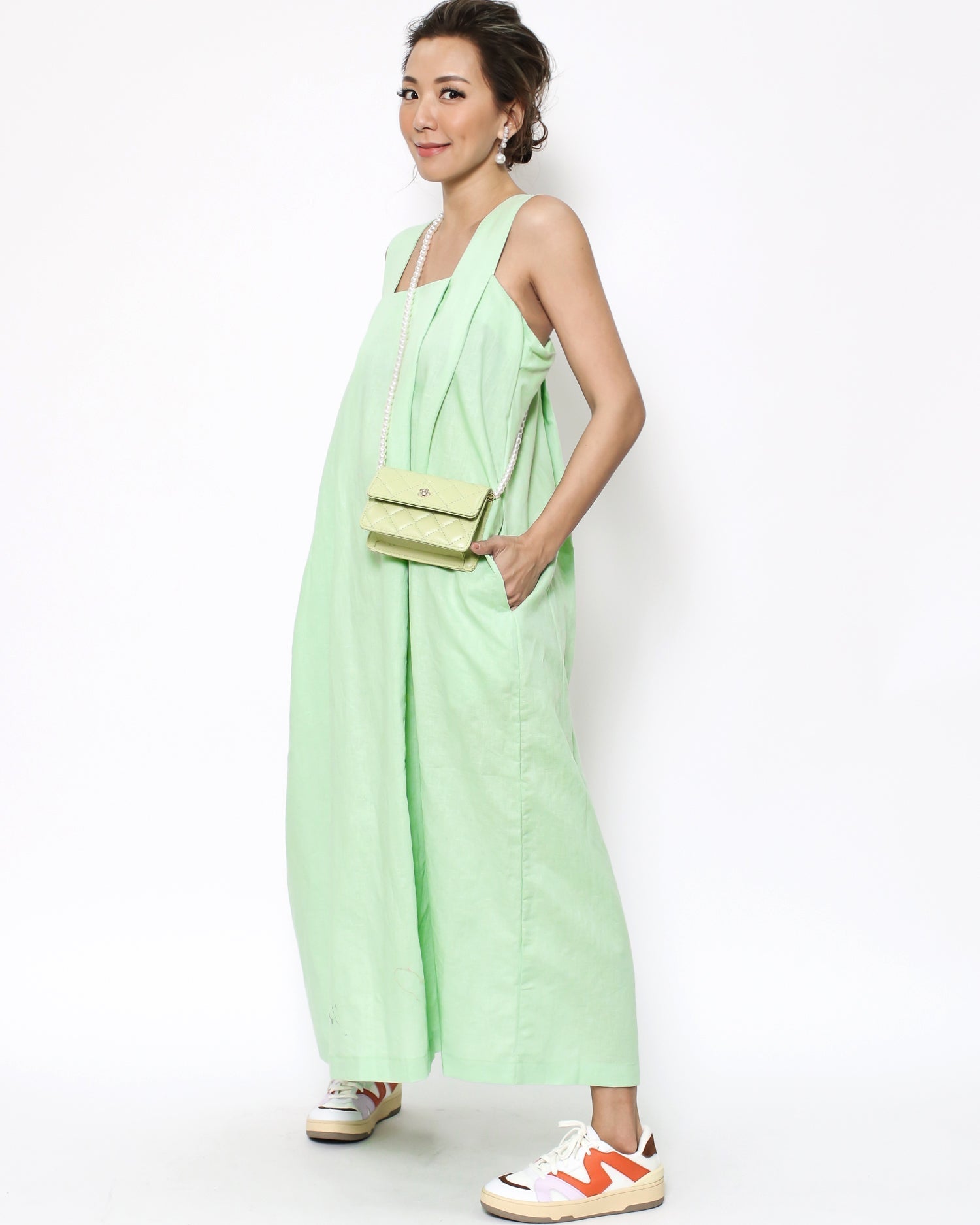 light green linen strappy dress *pre-order*
