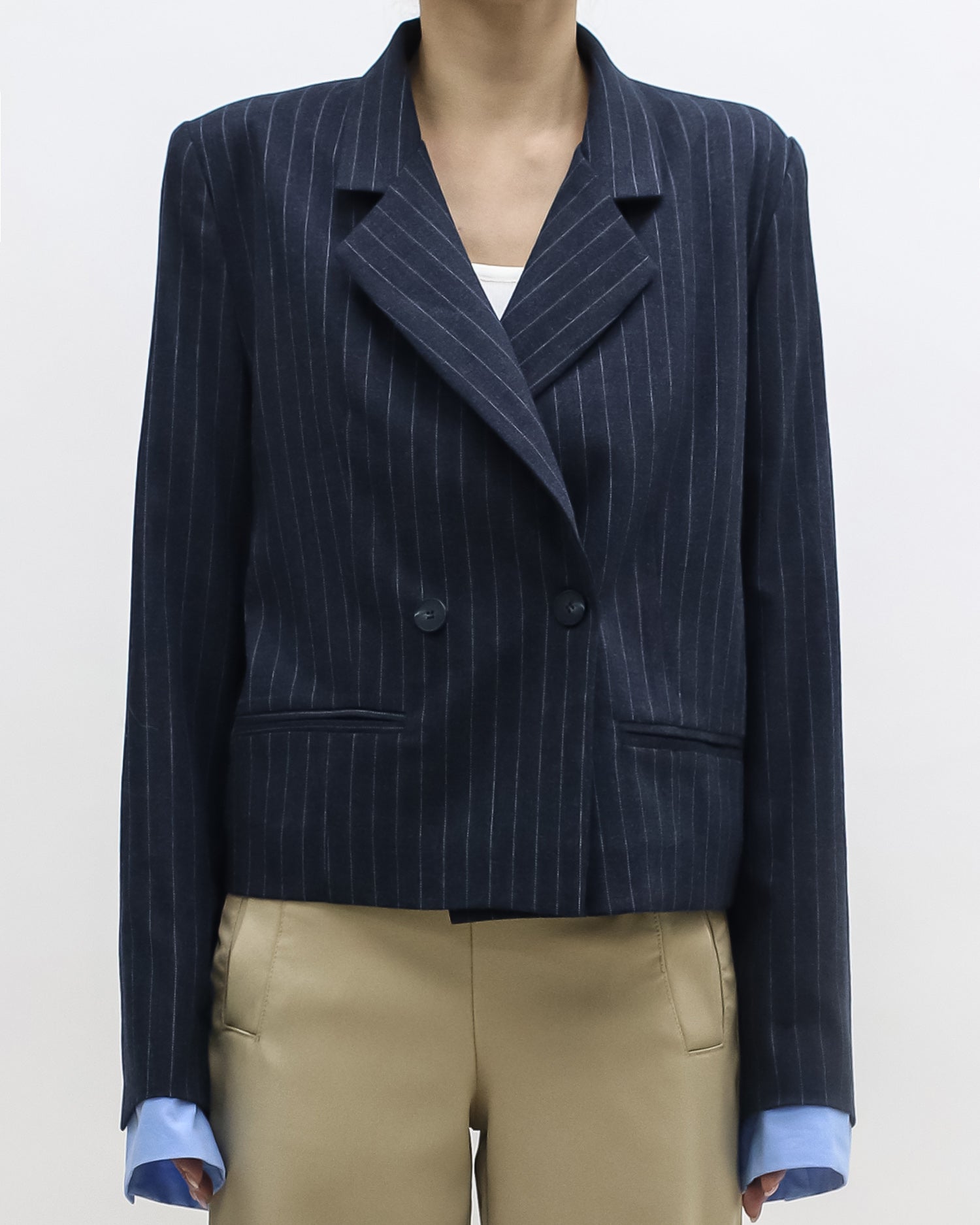 navy stripes w/ blue shirt cuffs blazer *pre-order*