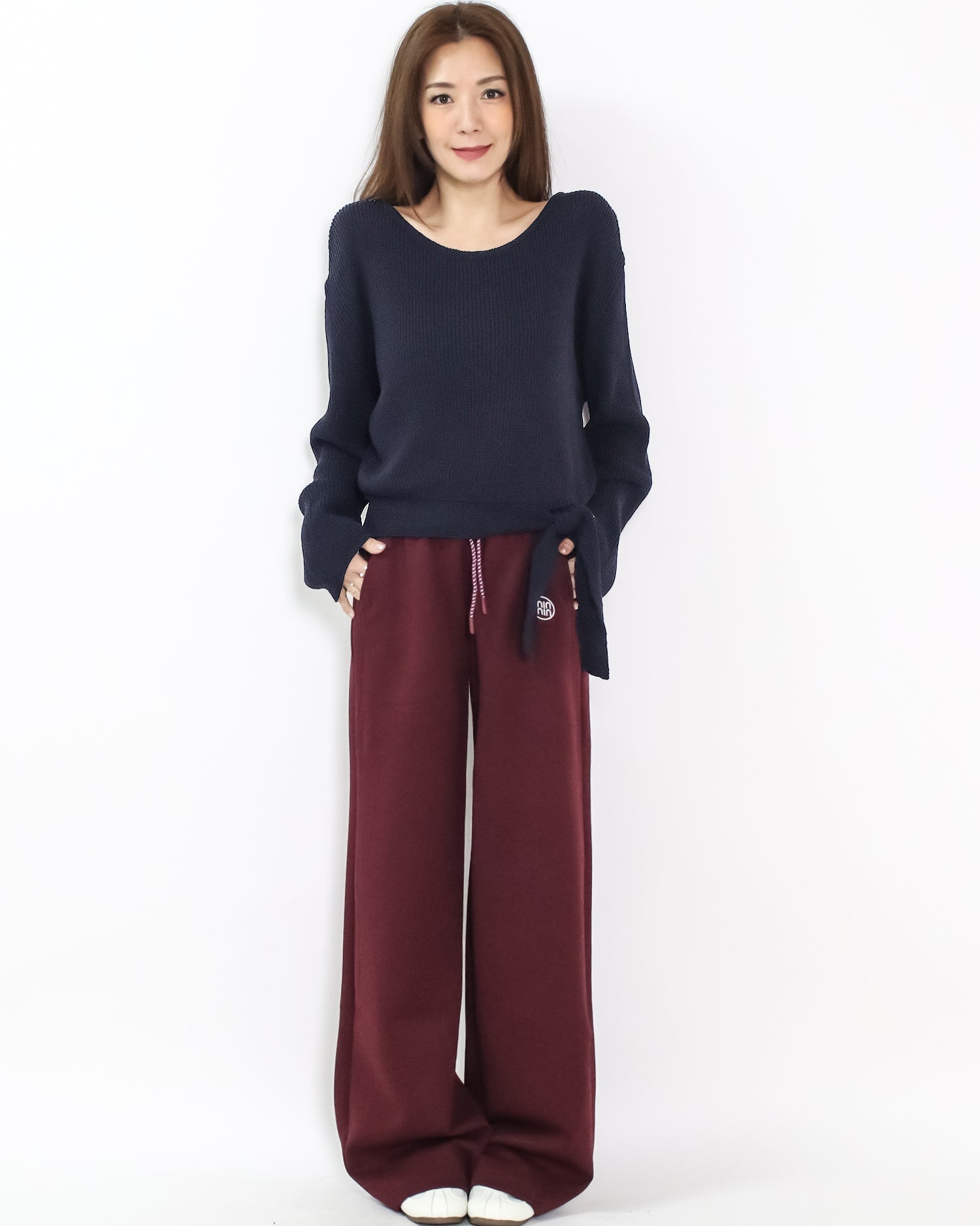 navy tie-up front knitted top *pre-order*