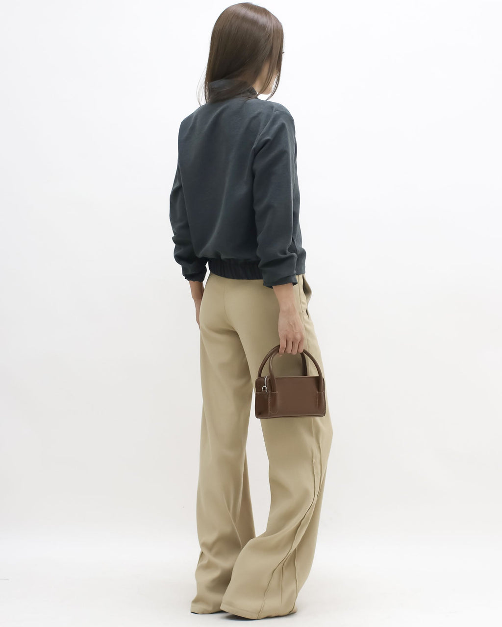 charcoal grey V neck top