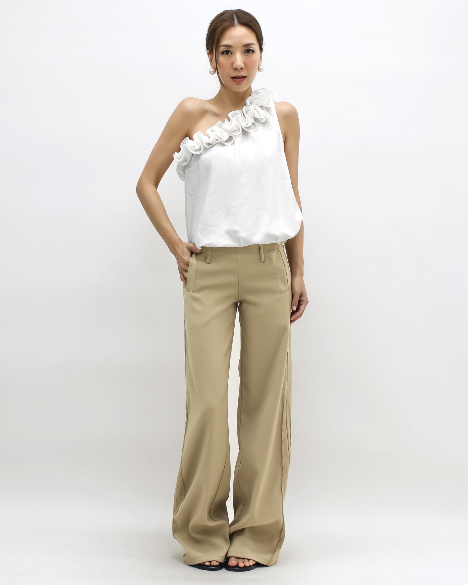 ivory flowers one shoulder top *pre-order*