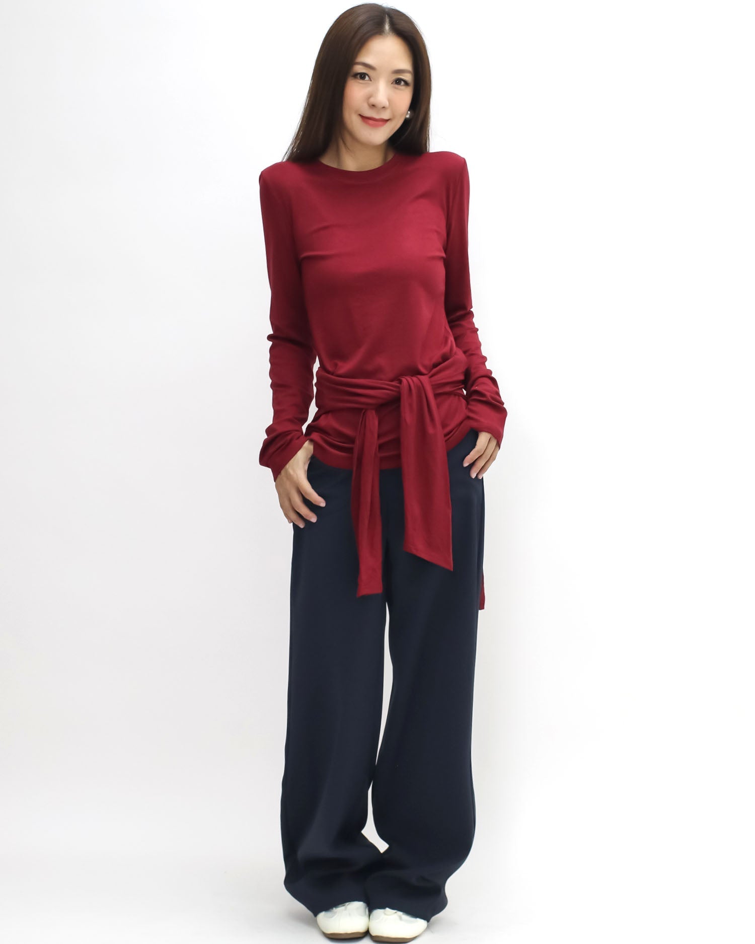 burgundy long sleeves basic tee *pre-order*