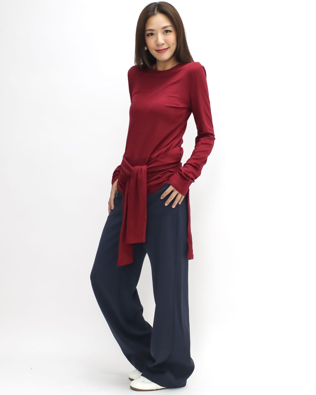 burgundy long sleeves basic tee *pre-order*