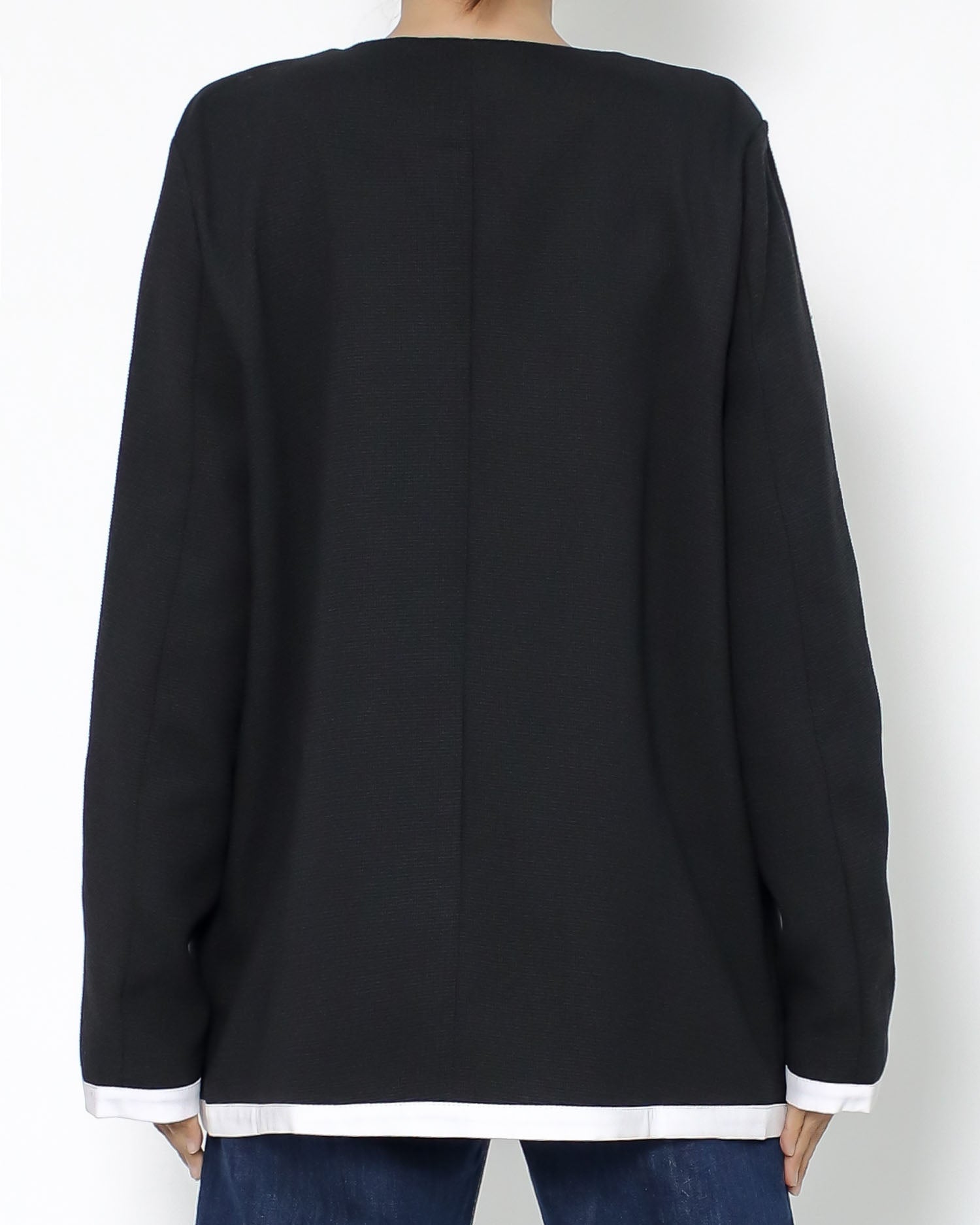 black & ivory trim double layer blazer *pre-order*